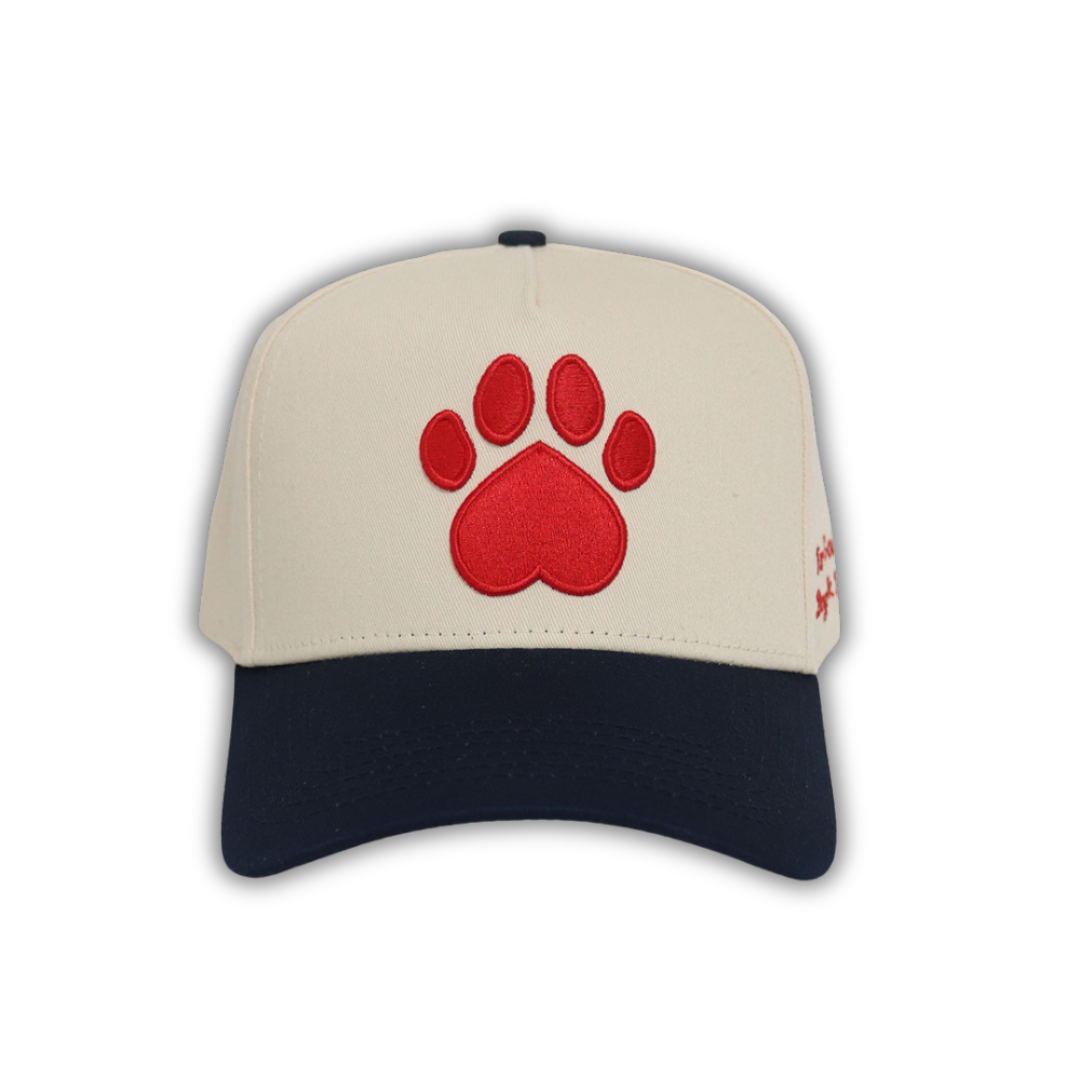 Dog Lover Logo Hat | Cream, Navy & Red