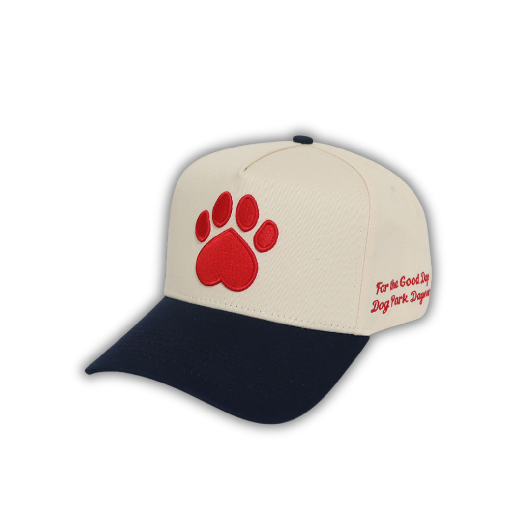 Dog Lover Logo Hat | Cream, Navy & Red